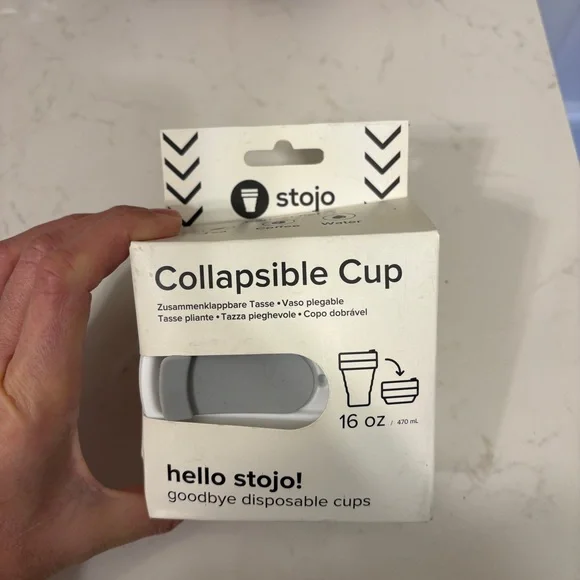 Stojo 16 oz. Collapsible Cup - Grey and White - Picture 2 of 5